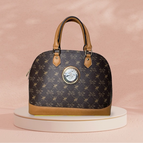Beverly Hills Polo Club Handbags - Beverly Hills Polo Club Heritage Elegant Brown & Tan Satchel